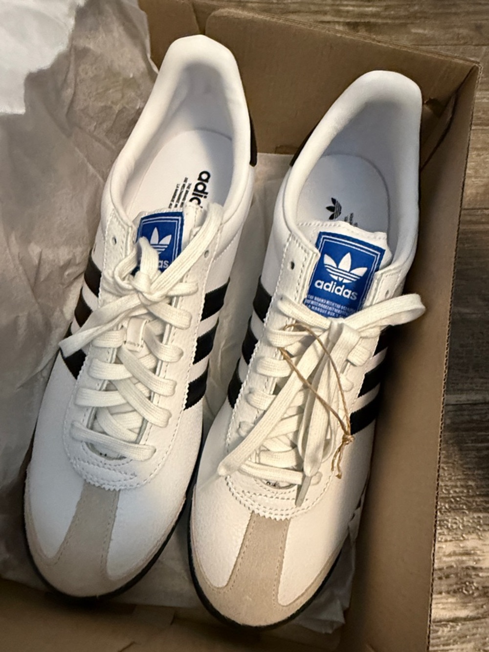 adidas White Black Blue Samba-Style Sneakers - Picture 2 of 2